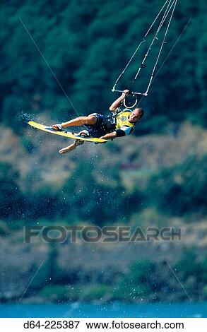 Kiteboarding. 2002 Gorge Games. Hood River, Oregon. USA View Large Photo Image Stock Photo - Kiteboarding. 2002 Gorge Games. Hood River, Oregon. USA. Fotosearch