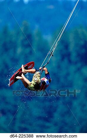 Kiteboarding. 2002 Gorge Games. Hood River, Oregon. USA View Large Photo Image Stock Photo - Kiteboarding. 2002 Gorge Games. Hood River, Oregon. USA. Fotosearch