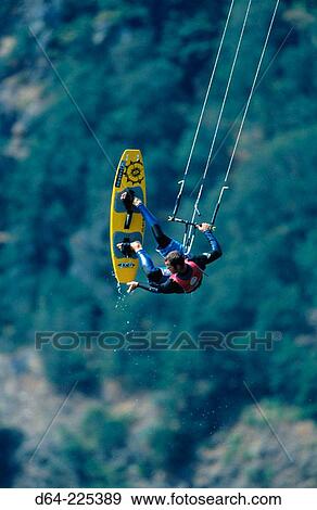 Kiteboarding. 2002 Gorge Games. Hood River, Oregon. USA View Large Photo Image Stock Photo - Kiteboarding. 2002 Gorge Games. Hood River, Oregon. USA. Fotosearch