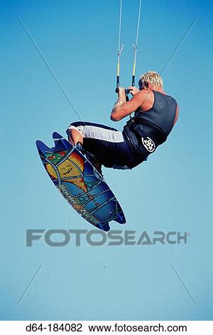 Stock Image - Kiteboarding. Columbia River. Oregon. USA. Fotosearch