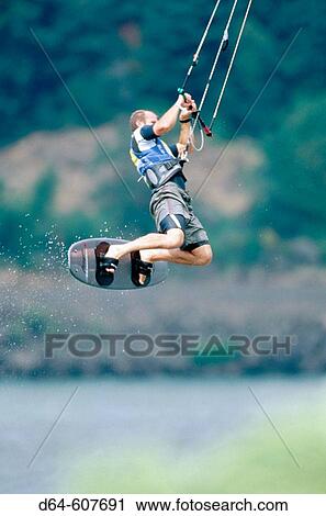 Kiteboarding. Columbia River. Oregon. USA View Large Photo Image Stock Image - Kiteboarding. Columbia River. Oregon. USA. Fotosearch