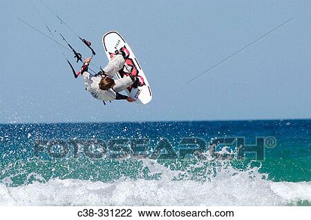 Kiteboarding. Playa del Balneario, Tarifa, Cadiz province, Andalusia, Spain View Large Photo Image Stock Image - Kiteboarding. Playa del Balneario, Tarifa, Cadiz province, Andalusia, Spain. Fotosearch