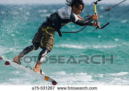 Kiteboarding View Large Photo Image Stock Photo - Kiteboarding. Fotosearch