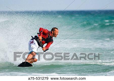 Kiteboarding View Large Photo Image Stock Photo - Kiteboarding. Fotosearch
