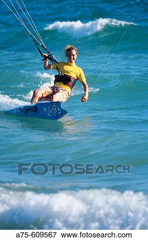 Kiteboarding View Large Photo Image Stock Photo - Kiteboarding. Fotosearch