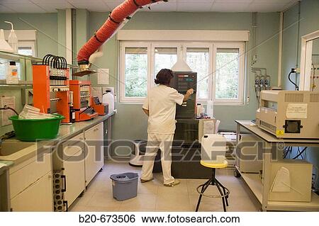 Stock Photograph - Kjeldahl protein extraction, Laboratory of Agri-Environmental Safety, Departamento de Agrosistemas y Recursos Naturales, Neiker Tecnalia, Instituto de Investigaci? n y Desarrollo Agrario, Ganadero, Forestal y del Medio Natural, Euskadi, Spain. Fotosearch