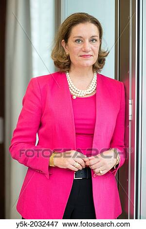Stock Photo - Klosterstrasse, East-Berlin, Berlin, Germany. Mrs. Monique van Daalen, the Dutch ambassador to Germany. Portrait in her chambers in the embassy.. Fotosearch