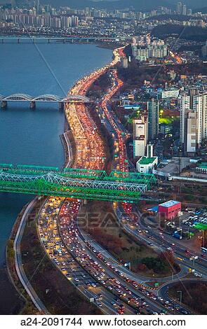 Korea, Seoul City, Olimpic-daero Highway. View Large Photo Image Picture - Korea, Seoul City, Olimpic-daero Highway.. Fotosearch