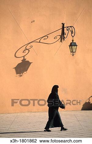Stock Image - Koutoubia Mosque's surrounding wall, medina of Marrakech, Atlas, Morocco, North Africa. Fotosearch