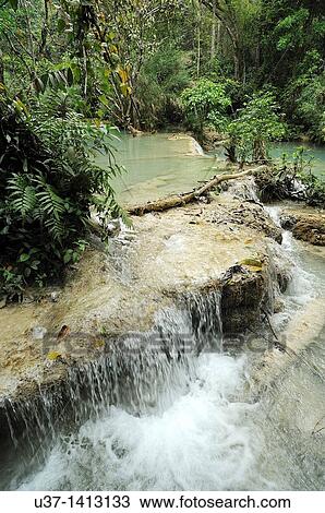 Kuang Si Waterfall, Luang Prabang, Laos. View Large Photo Image Stock Image - Kuang Si Waterfall, Luang Prabang, Laos.. Fotosearch