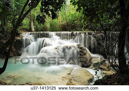 Stock Photography - Kuang Si Waterfall, Luang Prabang, Laos.. Fotosearch
