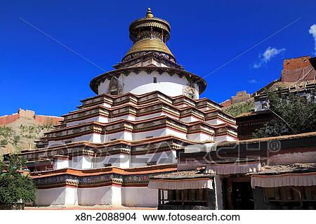 Kumbum Stupa (1439), Palcho Monastery (Pelkor Chode, Shekar Gyantse), Gyantse County, Shigatse Prefecture, Tibet, China. View Large Photo Image Picture - Kumbum Stupa (1439), Palcho Monastery (Pelkor Chode, Shekar Gyantse), Gyantse County, Shigatse Prefecture, Tibet, China.. Fotosearch
