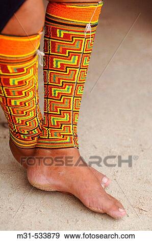 Kuna Indian Woman with leg band of beads. San Blas Islands, Panama. View Large Photo Image Stock Photo - Kuna Indian Woman with leg band of beads. San Blas Islands, Panama.. Fotosearch