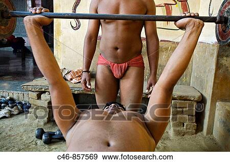 Stock Photo - Kusti wrestlers, Hanuman Akhara, Varanasi, Uttar Pradesh, India. Fotosearch