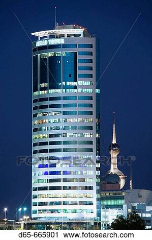 KUWAIT-Kuwait City: Ahmad Tower Skyscraper and Kuwait Towers / Evening View Large Photo Image Stock Image - KUWAIT-Kuwait City: Ahmad Tower Skyscraper and Kuwait Towers / Evening. Fotosearch