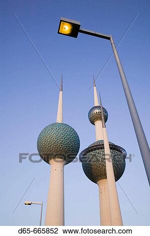 KUWAIT-Kuwait City: Kuwait Towers (b. 1979) - Symbol of Kuwait - Dusk View Large Photo Image Stock Image - KUWAIT-Kuwait City: Kuwait Towers (b. 1979) - Symbol of Kuwait - Dusk. Fotosearch
