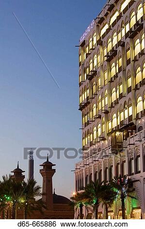 KUWAIT-Kuwait City: Traditional Architecture of the Ghani Palace Hotel Exterior / Dawn View Large Photo Image Stock Photograph - KUWAIT-Kuwait City: Traditional Architecture of the Ghani Palace Hotel Exterior / Dawn. Fotosearch