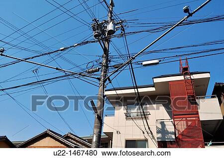 Kyoto (Japan): electric wires mess in the city centre View Large Photo Image Stock Image - Kyoto (Japan): electric wires mess in the city centre. Fotosearch