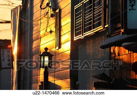 Stock Photograph - Kyoto (Japan): sunset in Gion. Fotosearch