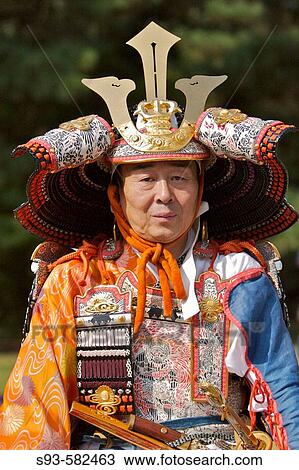 Stock Image - Kyoto Jidai Matsuri? 06 (The Festival of the Ages) - A soldier in armor.. Fotosearch