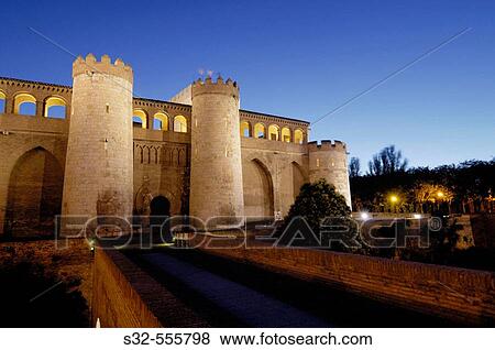 ? La Aljafer? a? palace. Zaragoza. Arag? n. Spain. View Large Photo Image Stock Photo - ? La Aljafer? a? palace. Zaragoza. Arag? n. Spain.. Fotosearch
