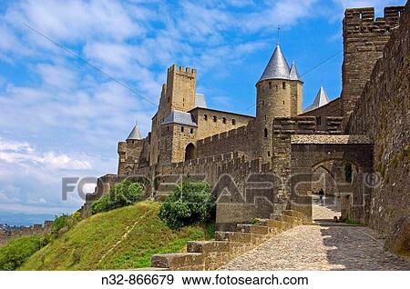 La Cit?, Carcassonne medieval fortified town. Aude, Languedoc-Roussillon, France View Large Photo Image Stock Photo - La Cit?, Carcassonne medieval fortified town. Aude, Languedoc-Roussillon, France. Fotosearch