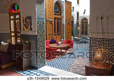 La cle de Fes Riad, medina, Morocco, North Africa View Large Photo Image Stock Photo - La cle de Fes Riad, medina, Morocco, North Africa. Fotosearch