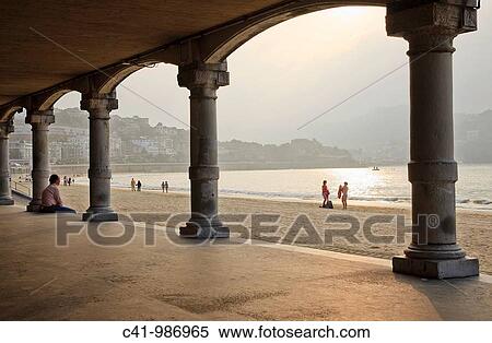 La Concha Beach San Sebastian, Spain View Large Photo Image Stock Photography - La Concha Beach San Sebastian, Spain. Fotosearch
