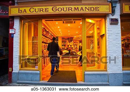 La Cure Gourmande Shop Breidelstraaat Bruges, Brugge, Flanders, Belgium, UNESCO World Heritage Site. View Large Photo Image Stock Image - La Cure Gourmande Shop Breidelstraaat Bruges, Brugge, Flanders, Belgium, UNESCO World Heritage Site.. Fotosearch