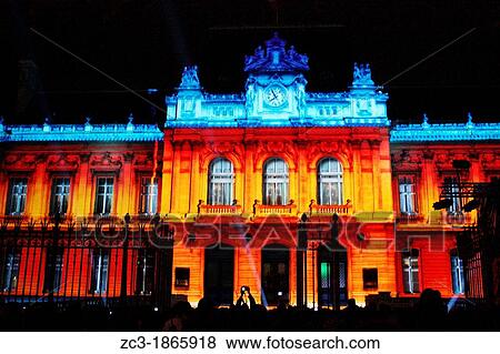 La f? te des lumi? res, festival of lights, Lyon, Rh? ne, Rh? ne-Alpes, France. View Large Photo Image Stock Photo - La f? te des lumi? res, festival of lights, Lyon, Rh? ne, Rh? ne-Alpes, France.. Fotosearch