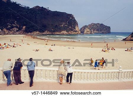Stock Photo - La Franca beach. Rivadedeva, Asturias province, Spain.. Fotosearch