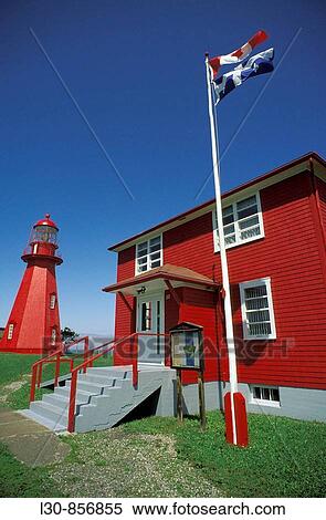 Stock Photography - La Martre lighthouse, Gaspesie, Quebec, Canada. Fotosearch