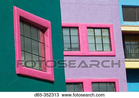 Stock Image - La Placita complex colourful building detail, downtown Tucson. Arizona, USA. Fotosearch