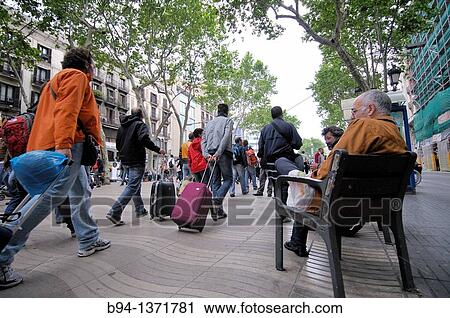 La Rambla, Barcelona, Catalonia, Spain. View Large Photo Image Stock Image - La Rambla, Barcelona, Catalonia, Spain.. Fotosearch