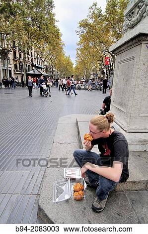 Stock Image - La Rambla, Barcelona, Catalonia, Spain. Fotosearch