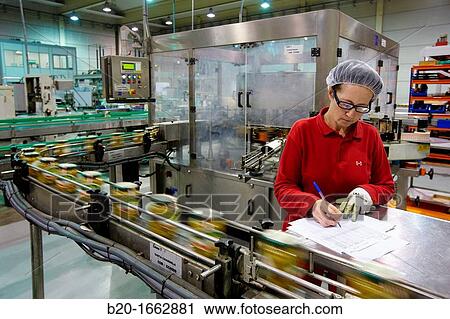 Stock Image - Labeling and packaging canned vegetables, Green bean, Canning Industry, Agri-food, Logistics Center, Grupo Riberebro, Alfaro, La Rioja, Spain. Fotosearch