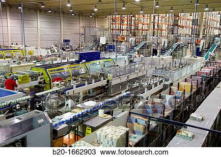 Stock Image - Labeling and packaging canned vegetables, Cans, Canning Industry, Agri-food, Logistics Center, Grupo Riberebro, Alfaro, La Rioja, Spain. Fotosearch