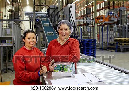 Stock Photo - Labeling and packaging canned vegetables, Mushrooms, Canning Industry, Agri-food, Logistics Center, Grupo Riberebro, Alfaro, La Rioja, Spain. Fotosearch