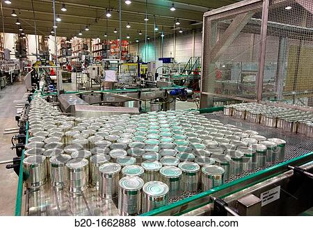 Stock Photo - Labeling and packaging canned vegetables, Cans, Canning Industry, Agri-food, Logistics Center, Grupo Riberebro, Alfaro, La Rioja, Spain. Fotosearch