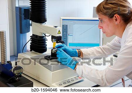 Stock Photograph - Laboratory analysis: Tensile test for determining the mechanical properties of biopolymer films Equipment: texturometer TA XT Plus Aname, Texture Analyser. Fotosearch