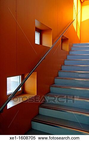 Stock Photography - ladder, reflection, municipal sports center, Arenys de Munt, Catalonia, Spain. Fotosearch