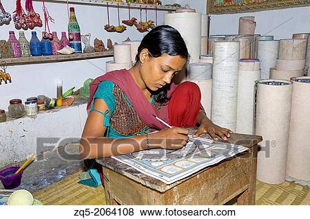 Lady artist doing tribal painting, Raghurajpur, Orissa, India. View Large Photo Image Stock Photo - Lady artist doing tribal painting, Raghurajpur, Orissa, India.. Fotosearch