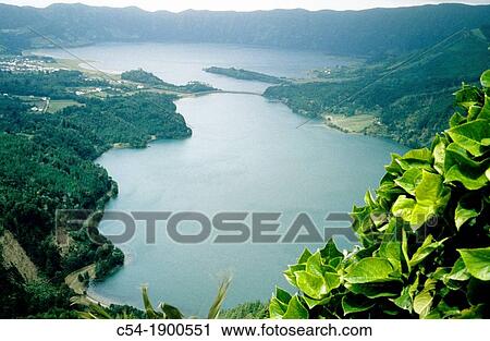 Lagoon of the seven cities San Miguel Island Atlantic Ocean Azores Islands Portugal View Large Photo Image Stock Image - Lagoon of the seven cities San Miguel Island Atlantic Ocean Azores Islands Portugal. Fotosearch