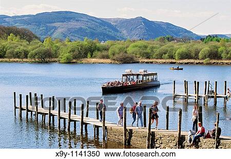 Lake District National Park boat launch landing pier on Derwentwater at Keswick, Cumbria, England, UK United Kingdom View Large Photo Image Stock Image - Lake District National Park boat launch landing pier on Derwentwater at Keswick, Cumbria, England, UK United Kingdom. Fotosearch