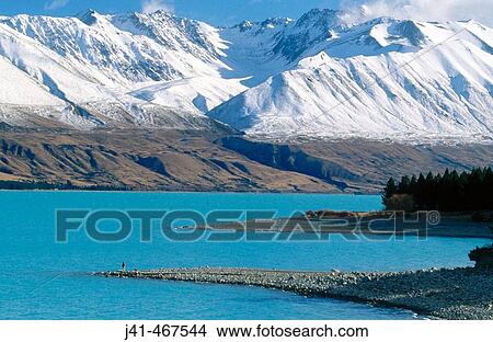 Lake Pukaki and Ben Oahu range. Autumn scene on route to Mount Cook station. New Zealand. View Large Photo Image Picture - Lake Pukaki and Ben Oahu range. Autumn scene on route to Mount Cook station. New Zealand.. Fotosearch