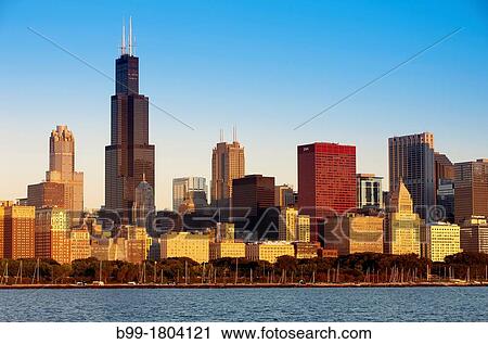 LAKE SHORE SKYLINE DOWNTOWN CHICAGO ILLINOIS USA View Large Photo Image Stock Image - LAKE SHORE SKYLINE DOWNTOWN CHICAGO ILLINOIS USA. Fotosearch