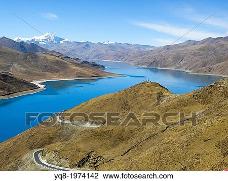 Lake Yamdrok Tso, Tsang province, Tibet, China View Large Photo Image Stock Image - Lake Yamdrok Tso, Tsang province, Tibet, China. Fotosearch