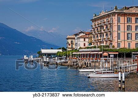 Stock Photo - Lakeside Hotels, Bellagio, Lake Como, Italy.. Fotosearch