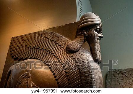 Stock Image - Lamassu sculptures, British Museum, London, UK.. Fotosearch