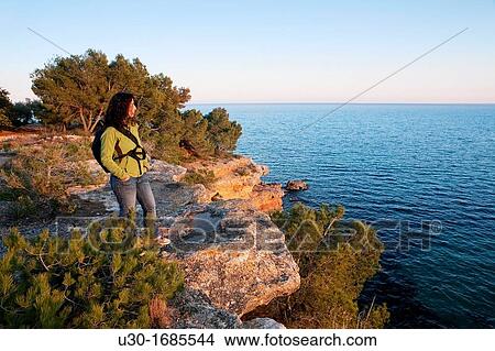 Landscape of Ametlla beach, and Mediterranean sea Tarragona province Spain View Large Photo Image Picture - Landscape of Ametlla beach, and Mediterranean sea Tarragona province Spain. Fotosearch